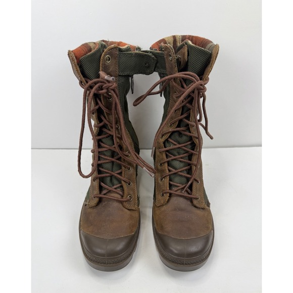 Palladium Pampa Tactical Women's High Top Lace Up Boots Green Brown Size 8.5 - Picture 3 of 10